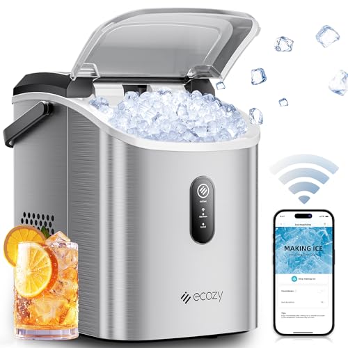 ecozy Portable Countertop Ice Maker - 9 Ice Cubes in 6 Minutes, 26 lbs Daily Output, Self-Cleaning with Ice Bags, Scoop, and Basket for Kitchen, Office, Bar, Party - Black