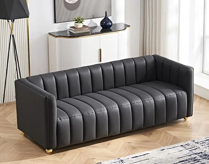 Glam Fabric Upholstered Solid Wood Frame 82.7