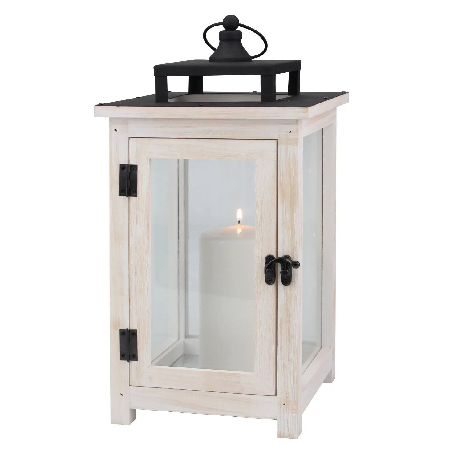 Better Homes & Gardens Decorative Large Wood & Metal Lantern, White