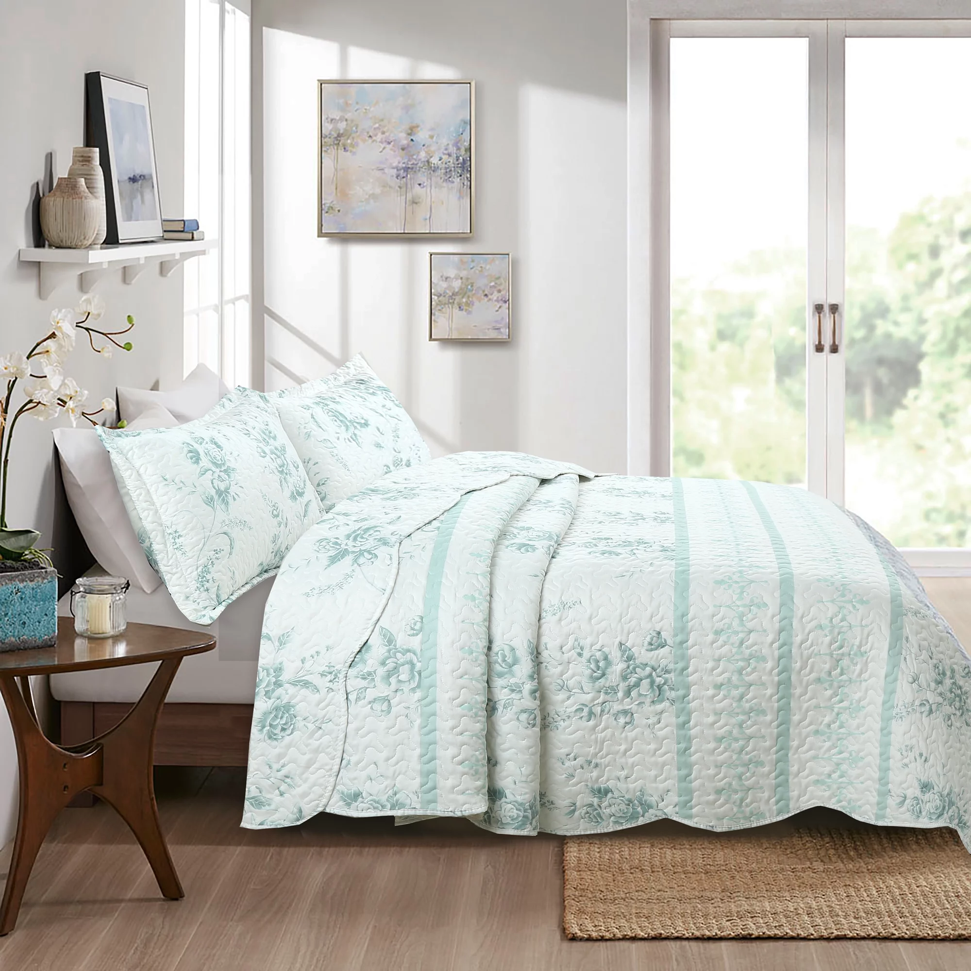 MarCielo  3 PCS Quilt Set Lightweight Bedspread Set C78 Queen