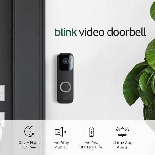Blink Video Doorbell + Sync Module 2 — Two-way audio, HD video, two-year battery life, motion detection, chime app alerts, Works with Alexa (Black)