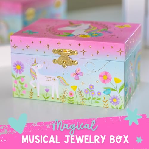Giggle & Honey Musical Unicorn Jewelry Box for Girls - Kids Jewelry Box with Spinning Unicorn, Unicorn Gifts for Girls, Unicorn Toys - 6 x 4.7 x 3.5 in