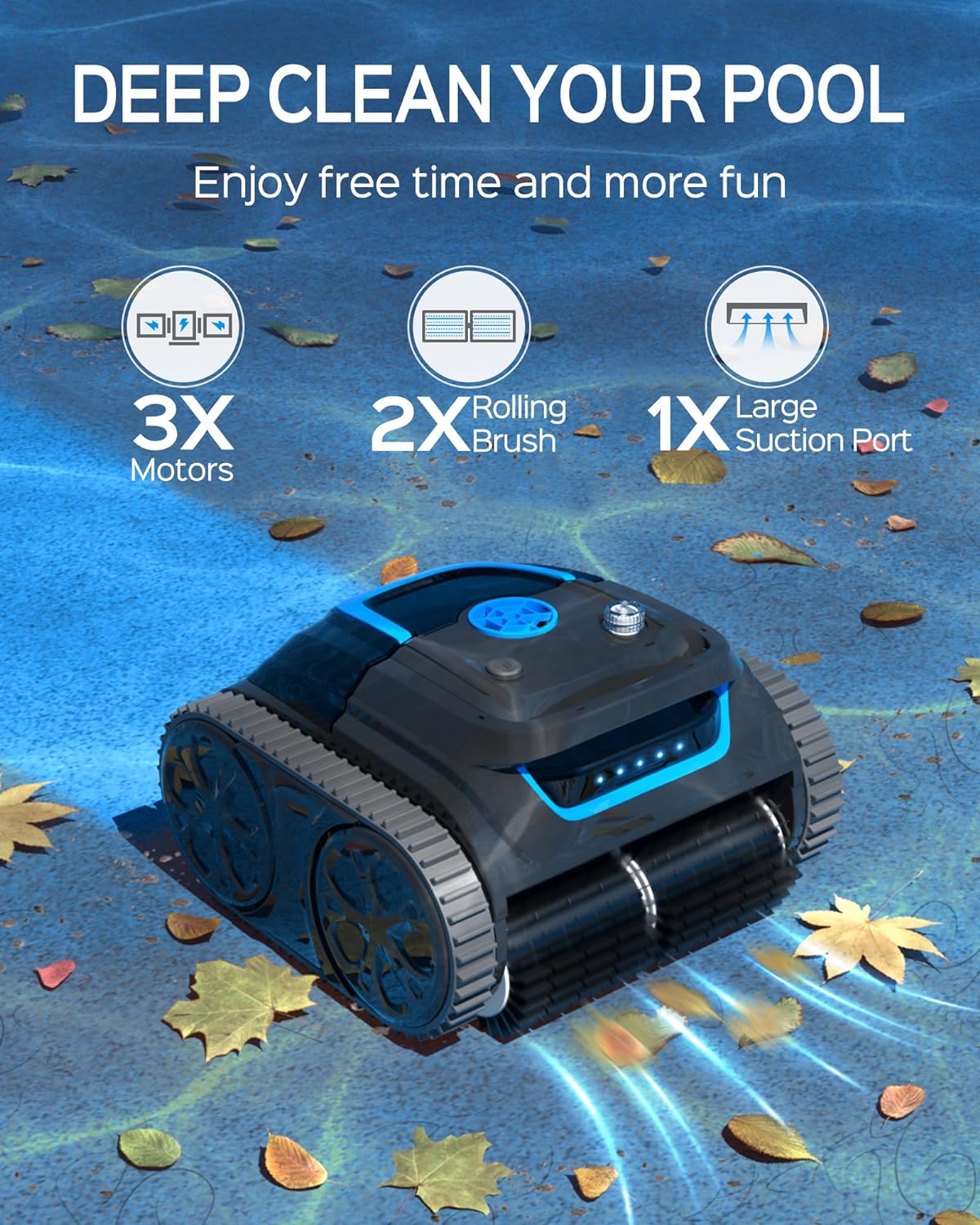 (2024 New) WYBOT S1 Premium Wall Climbing Cordless Pool Vacuum, Robotic Pool Cleaner Pool Robot with Smart Mapping, Powerful Suction, APP Mode, 180mins Runtime, Fast Charing Fit for Inground Pools