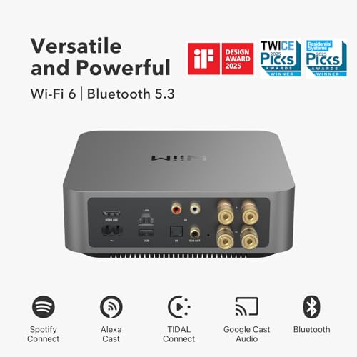 WiiM Amp: Multiroom Streaming Amplifier | Compatible with AirPlay, Google Cast, Alexa | HDMI, Voice Control | Stream from Spotify, Amazon Music, Tidal & More | Space Gray