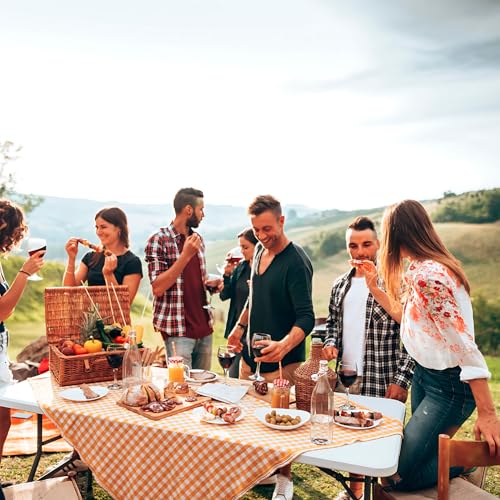 Folding Table 6ft | Heavy Duty Plastic Event Table with Carrying Handle | No Assembly Required | Portable with Side Lock | Powder-Coated Steel Legs, White, Plastic