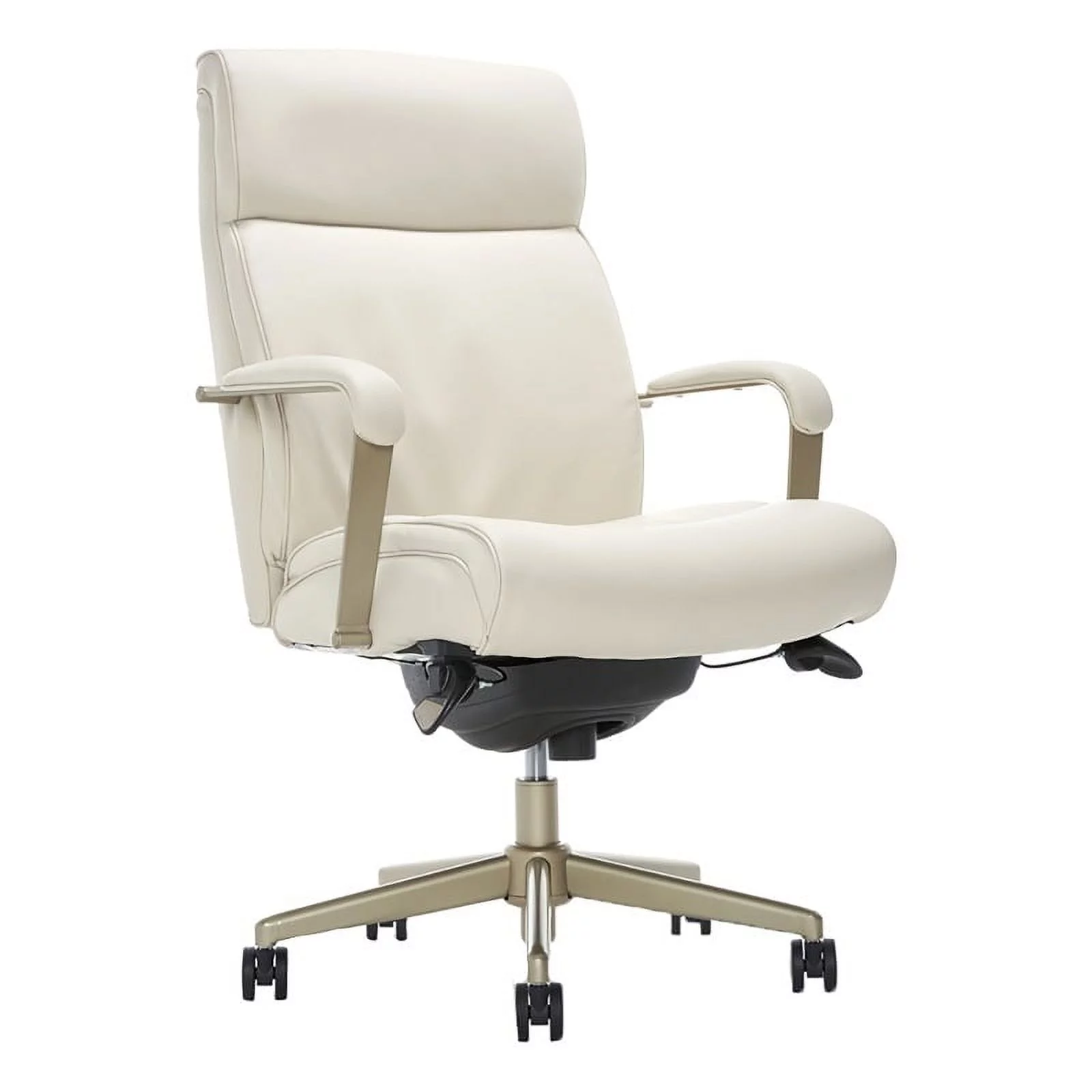 Scranton & Co Modern Faux Leather Executive Office Chair in Ivory White/Copper