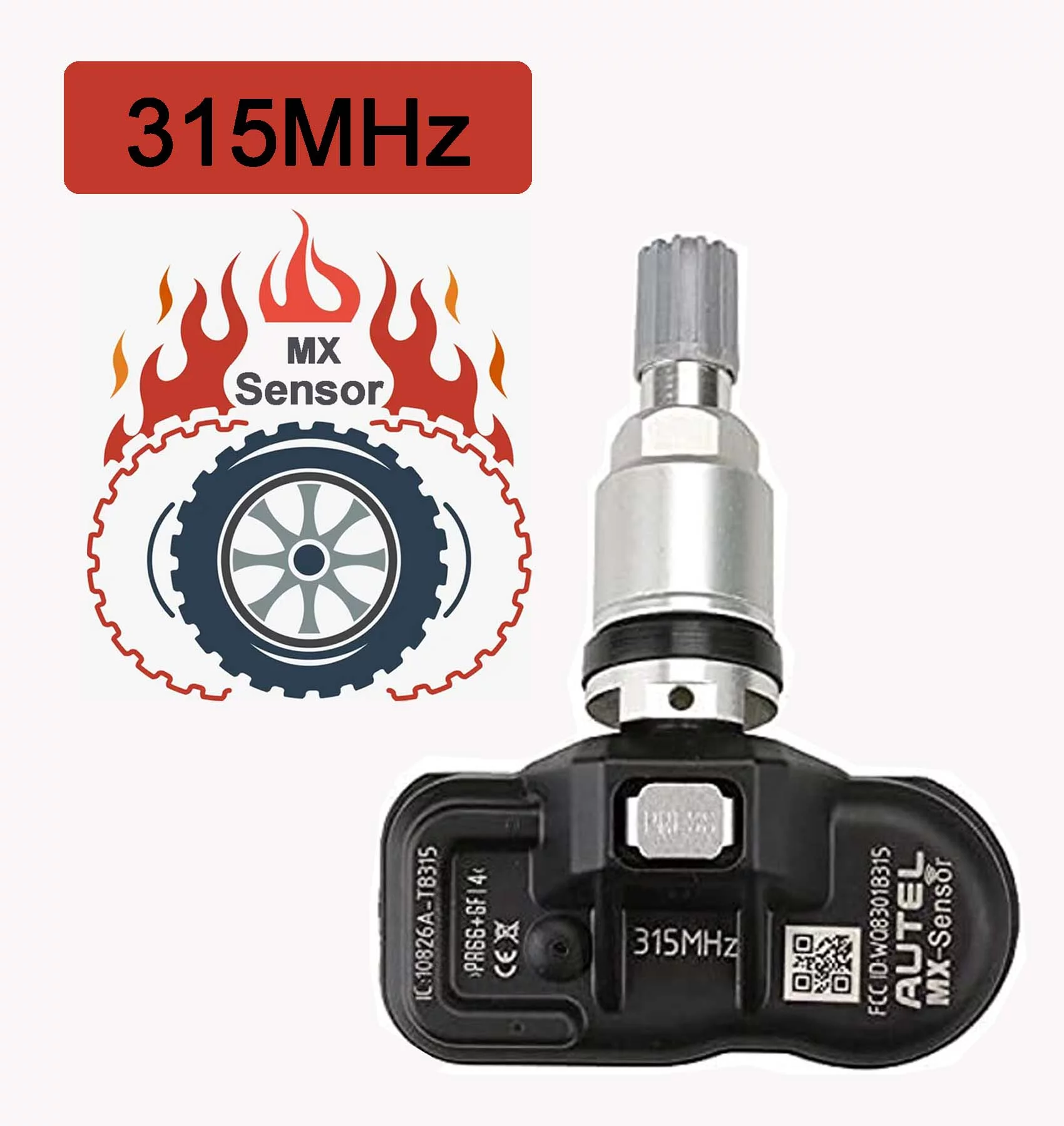 Autel MaxiTPMS 315MHz Tire Sensor with Metal Stem TPMS Universal MX Sensor Programmable by TS401/TS408/TS601/TS508/TS601/TS608/MK808TS/MS906TS/ITS600