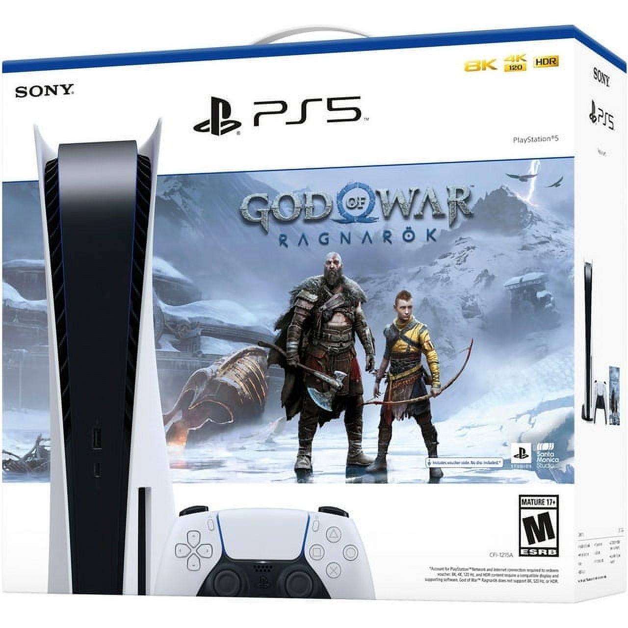 PlayStation_PS5 Video Game Console (Disc Edition) - God of War Ragnarök Bundle - Upgraded 2.8TB PCIe Gen 4 NVNe SSD Gaming Console, Cefesfy Stand and Cooling Station