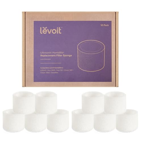 LEVOIT 10-Pack Top Fill Humidifier Replacement Filters, Capture Particles to Improve Humidification Efficiency, for Classic160, Dual150, Dual200S, Classic300(S), LV600S, OasisMist450S, Superior6000S