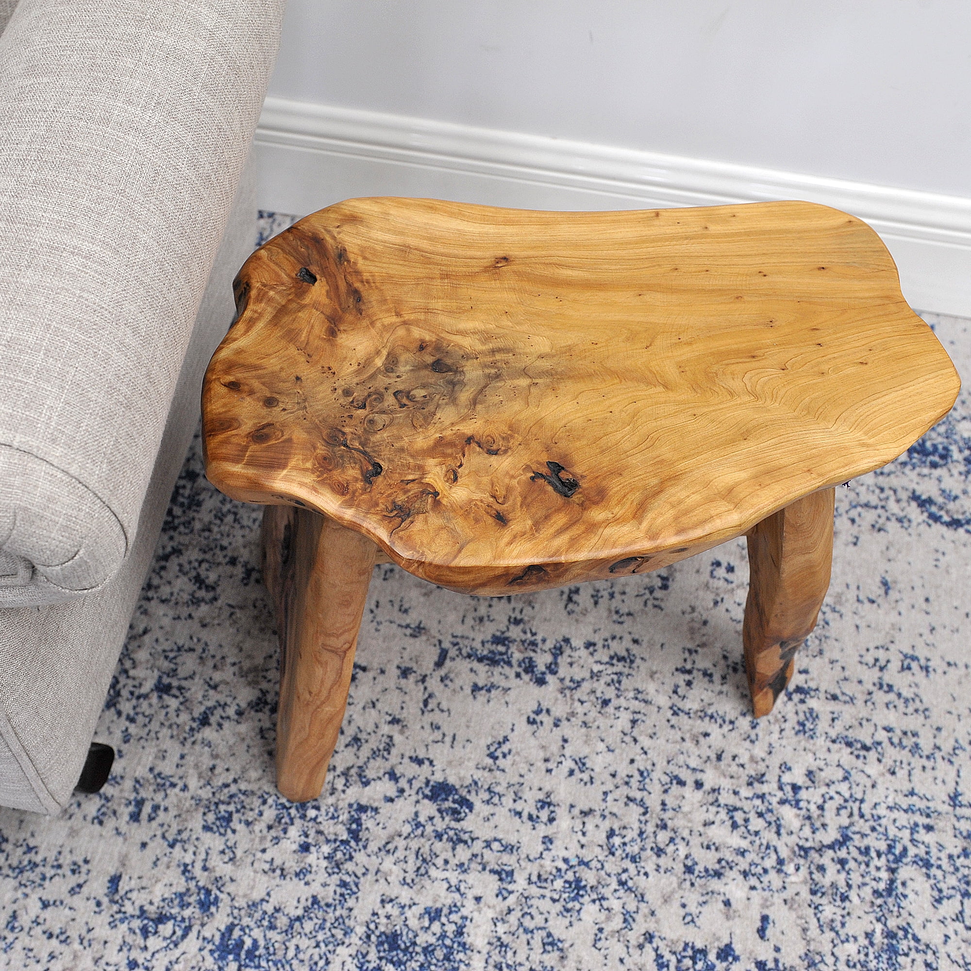 Greenage End Table - Cedar Roots Stool A-Legs Small Size-10 x 13.5 x 12.2 inches