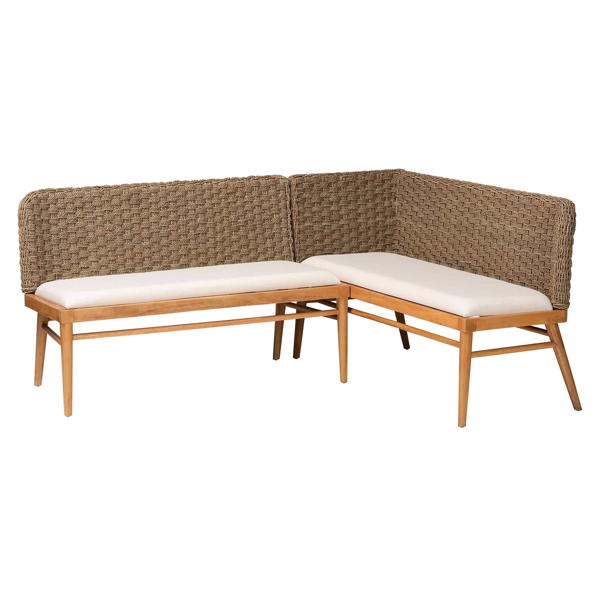 Baxton Studio Denver Boho Dining Nook Banquette set, 2-Piece, Brown