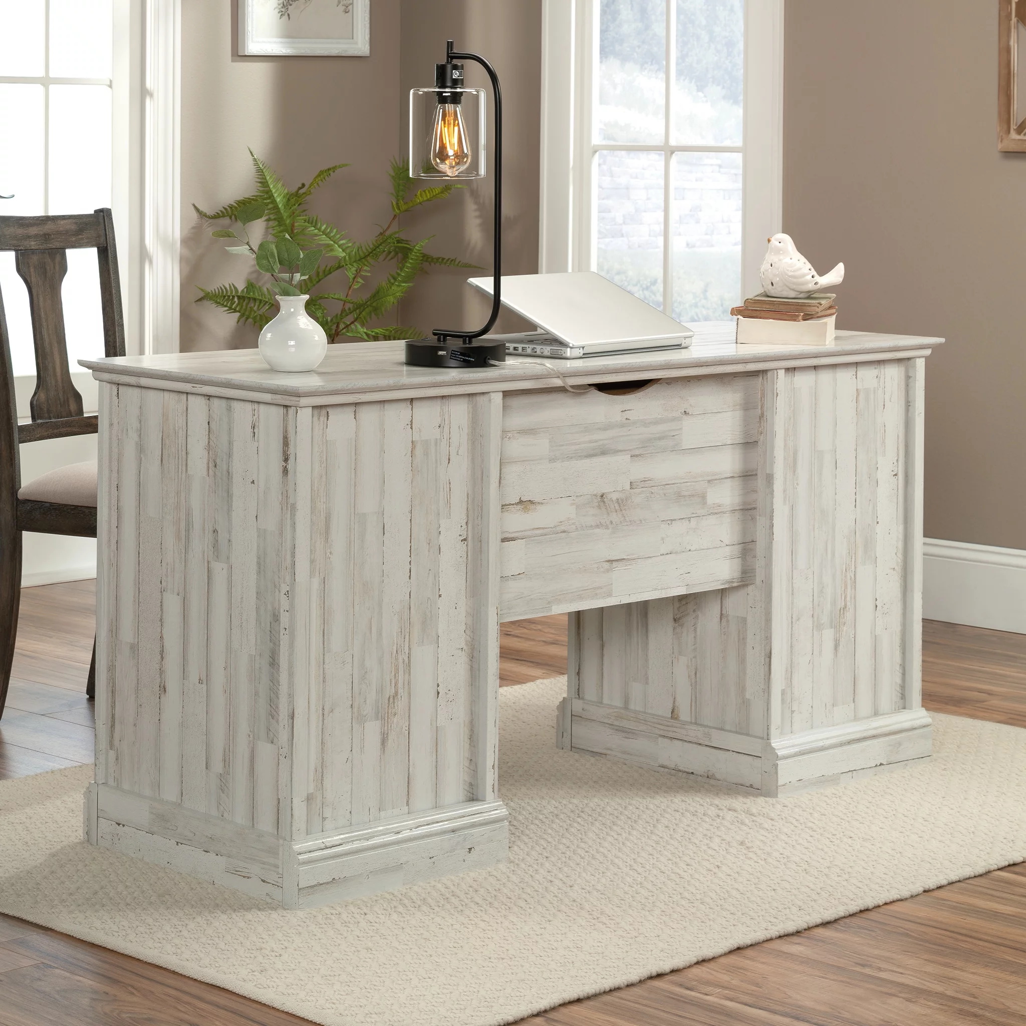 Sauder Barrister Lane Home Office Executive Desk, White Plank Finish