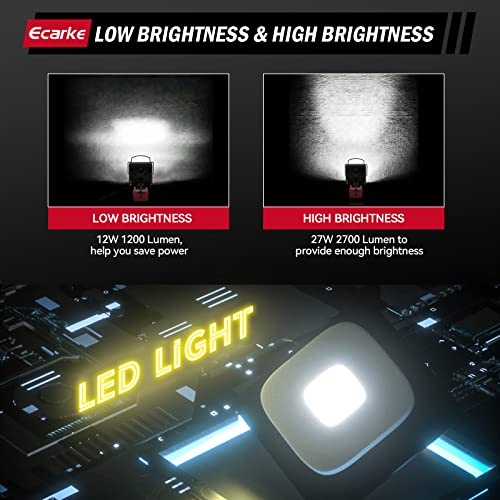 Upgrade LED Work Light for Milwaukee Battery: Ecarke 48W 4800LM for Milwaukee Light for m18 Work Light - USB Work Light 18V Battery Light with Low Voltage Protection & USB&Type-C Charging Port