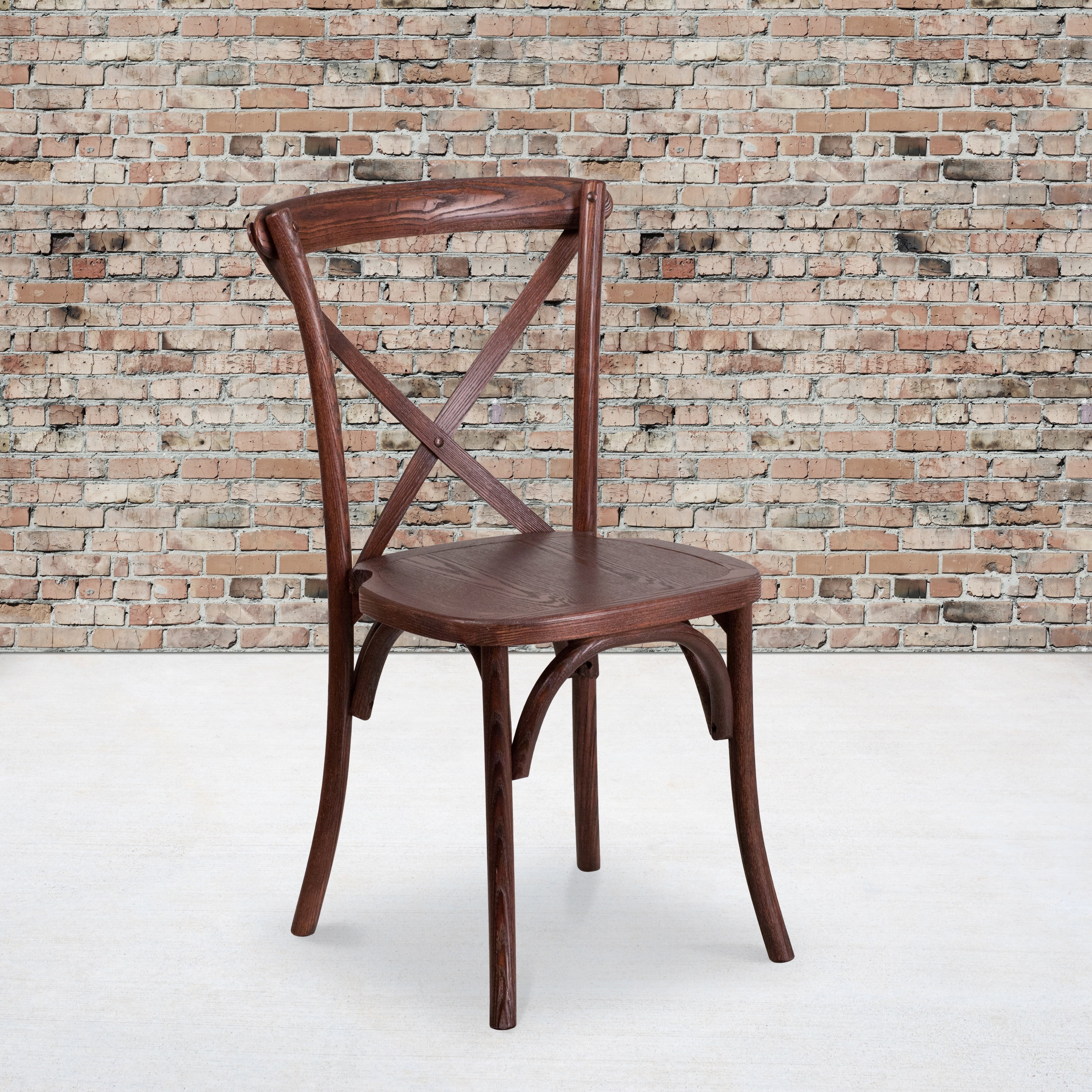 Emma + Oliver Stackable Mahogany Wood Cross Back Chair