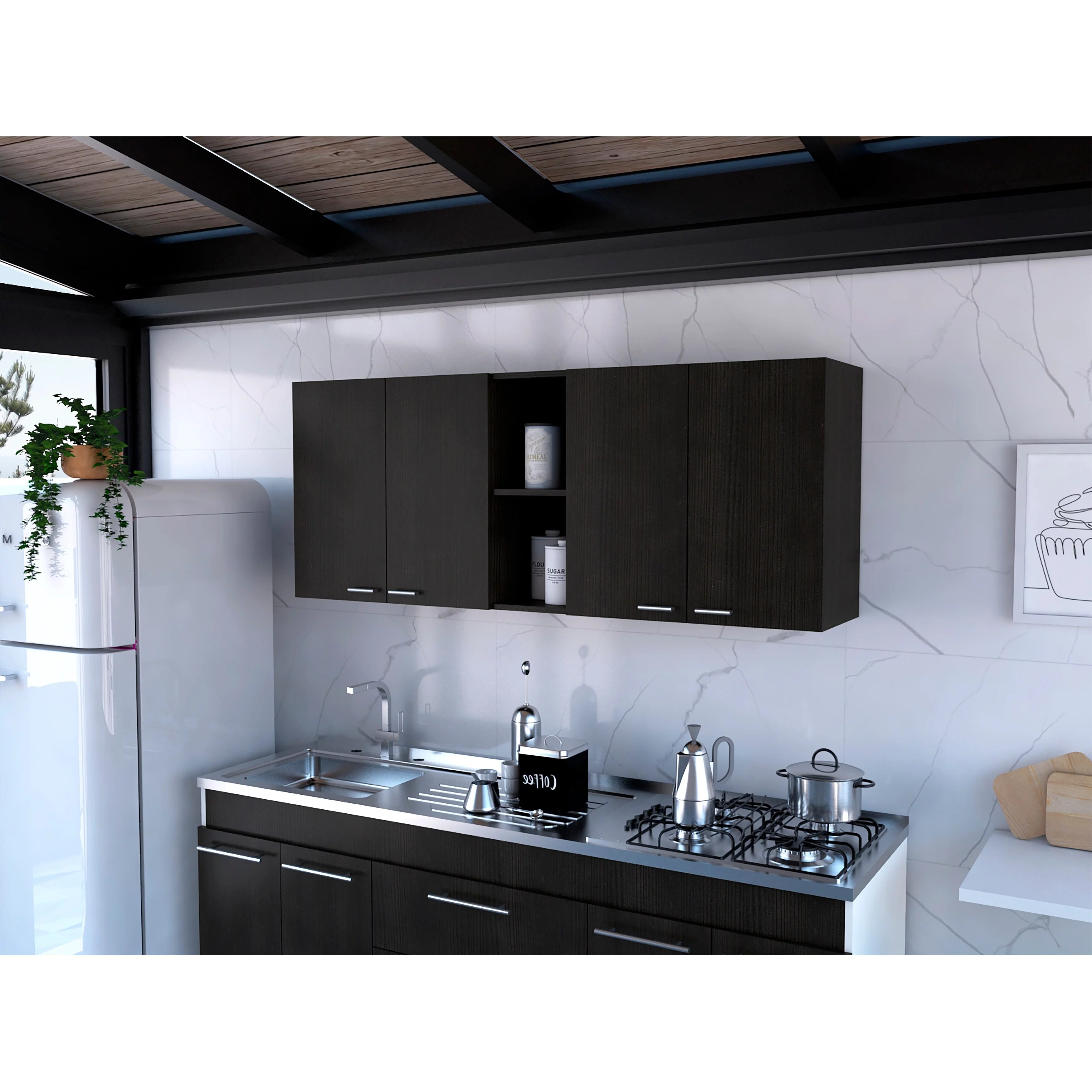 TuHome White Modern Engineered Wood Portofino 150 Wall Cabinet