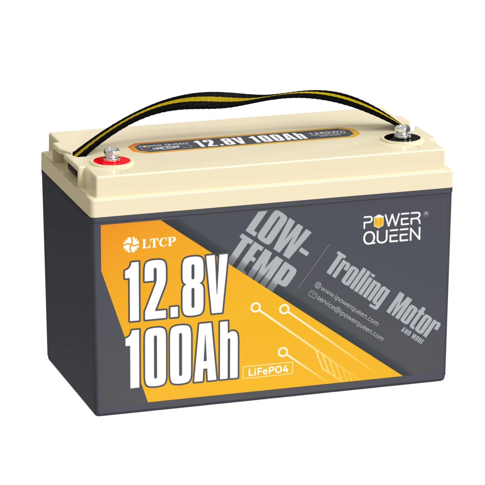 Power Queen 12.8V 100Ah LiFePO4 Battery with Low Temperature Cut-off, Built-in 100A BMS, BCI Group 31 Deep Cycle Battery, Up to 15000 Cycles, Perfect for 12V-36V Trolling Motor, RV, Off-Grid Living