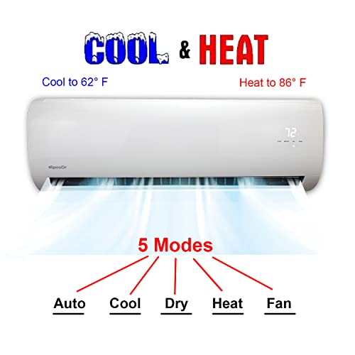 ApooDr 12000 BTU - 36000 BTU Mini Split Air Conditioner Ductless Inverter System with Heat Pump,with Installation Kit