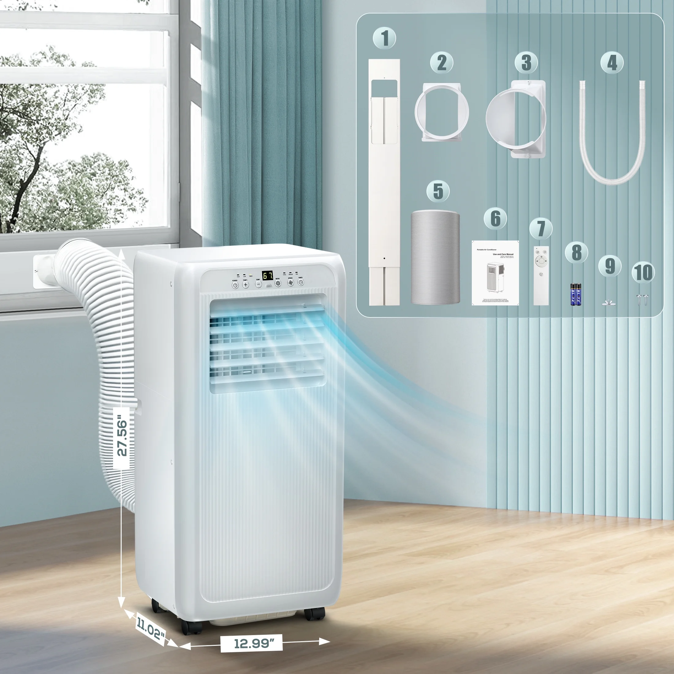 Auseo 6000BTU (10000 BTU ASHARE) Portable Air Conditioners, 3-in-1 with Dehumidifier/Fan/Sleep Modes - Ideal for Rooms up to 450 Sq.ft