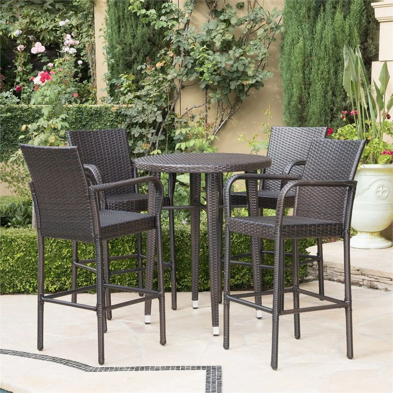 Noble House Patina Outdoor 5-Pc Multi Brown Wicker 32.5