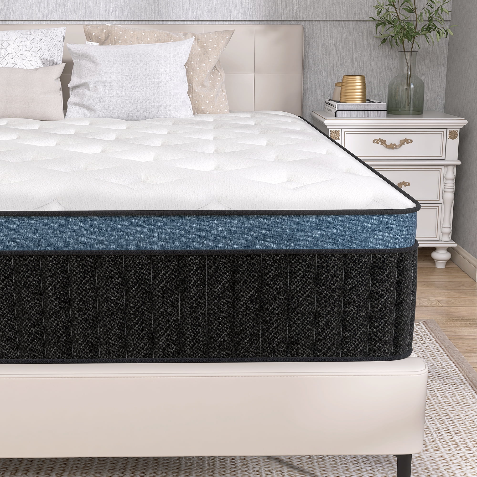14 inch Queen Mattresses, Pocket Spring Hybrid Mattress with Gel Memory Foam for Cool Sleep,Medium Firm