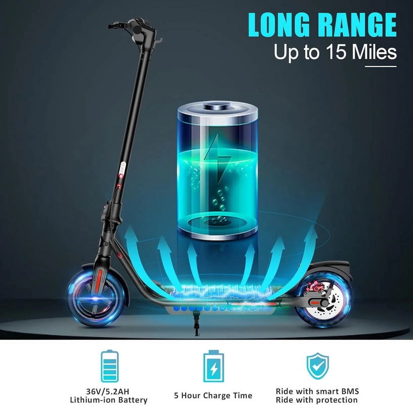 SISIGAD Electric Scooter for Adults, B15 Dart Jr 300W Folding Commuting Kick Scooter with Double Braking System, 8.5