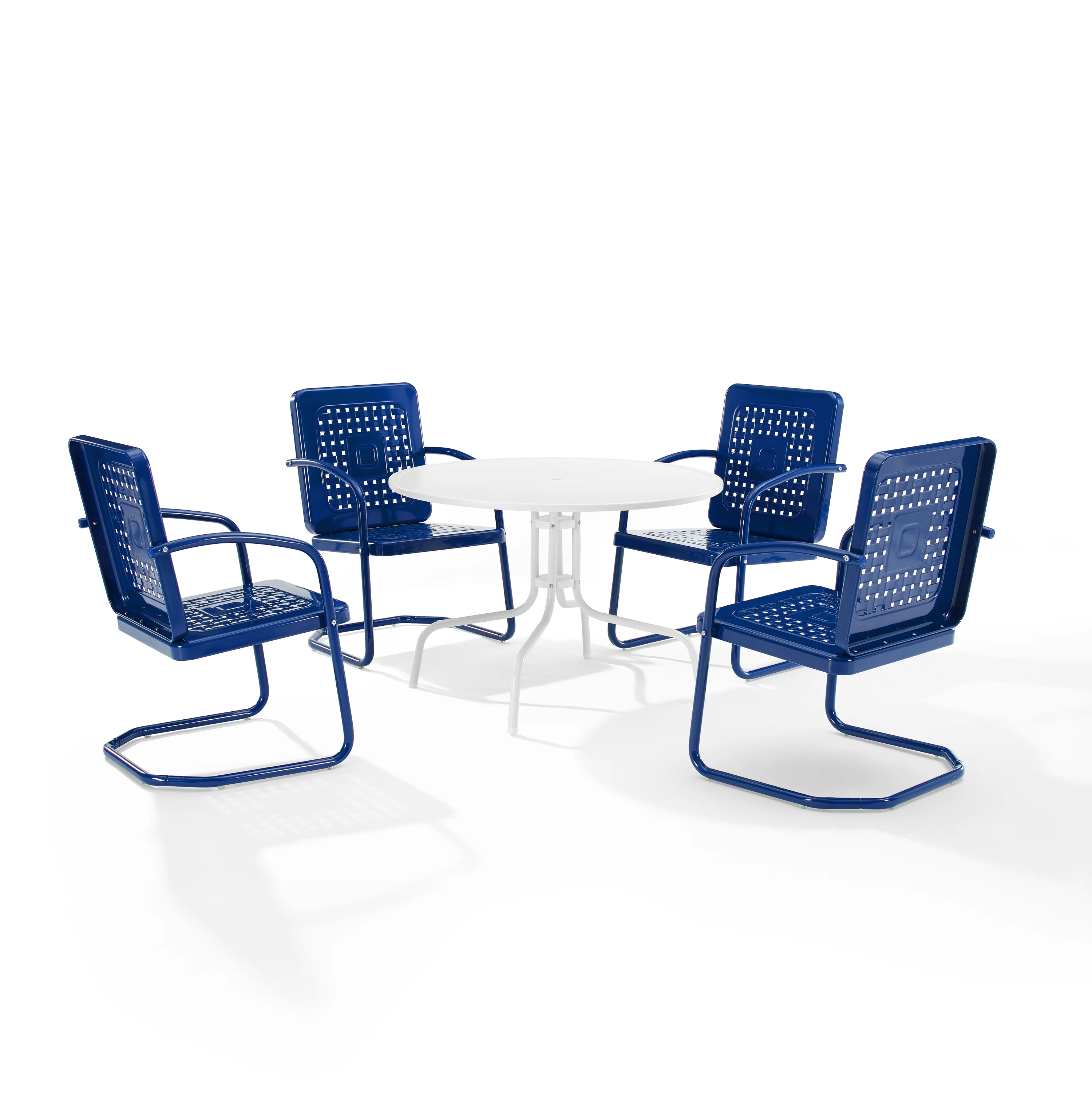 Crosley Furniture Bates 5 Piece Outdoor Metal Dining Set in Navy