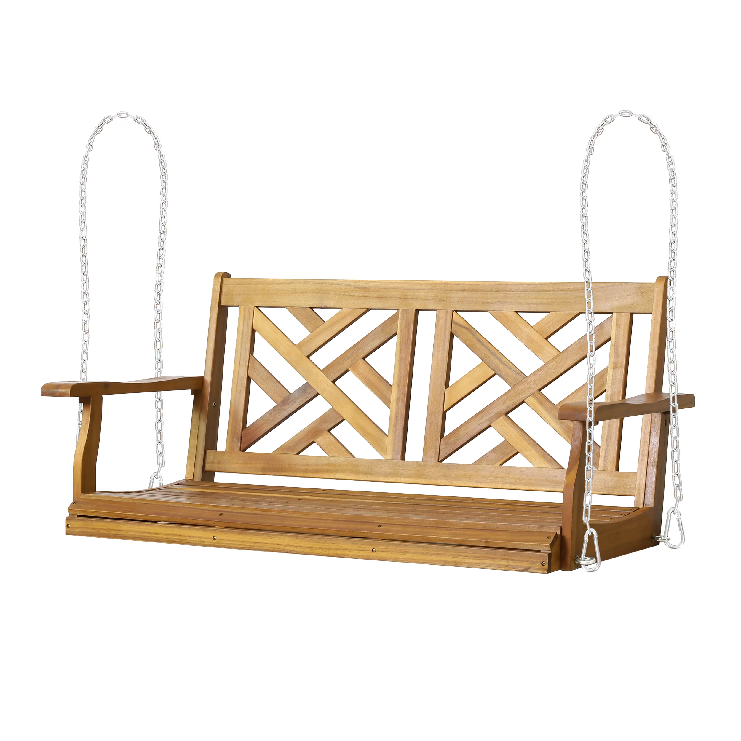 Kessler Acacia Wood Outdoor Hanging Porch Swing, Teak