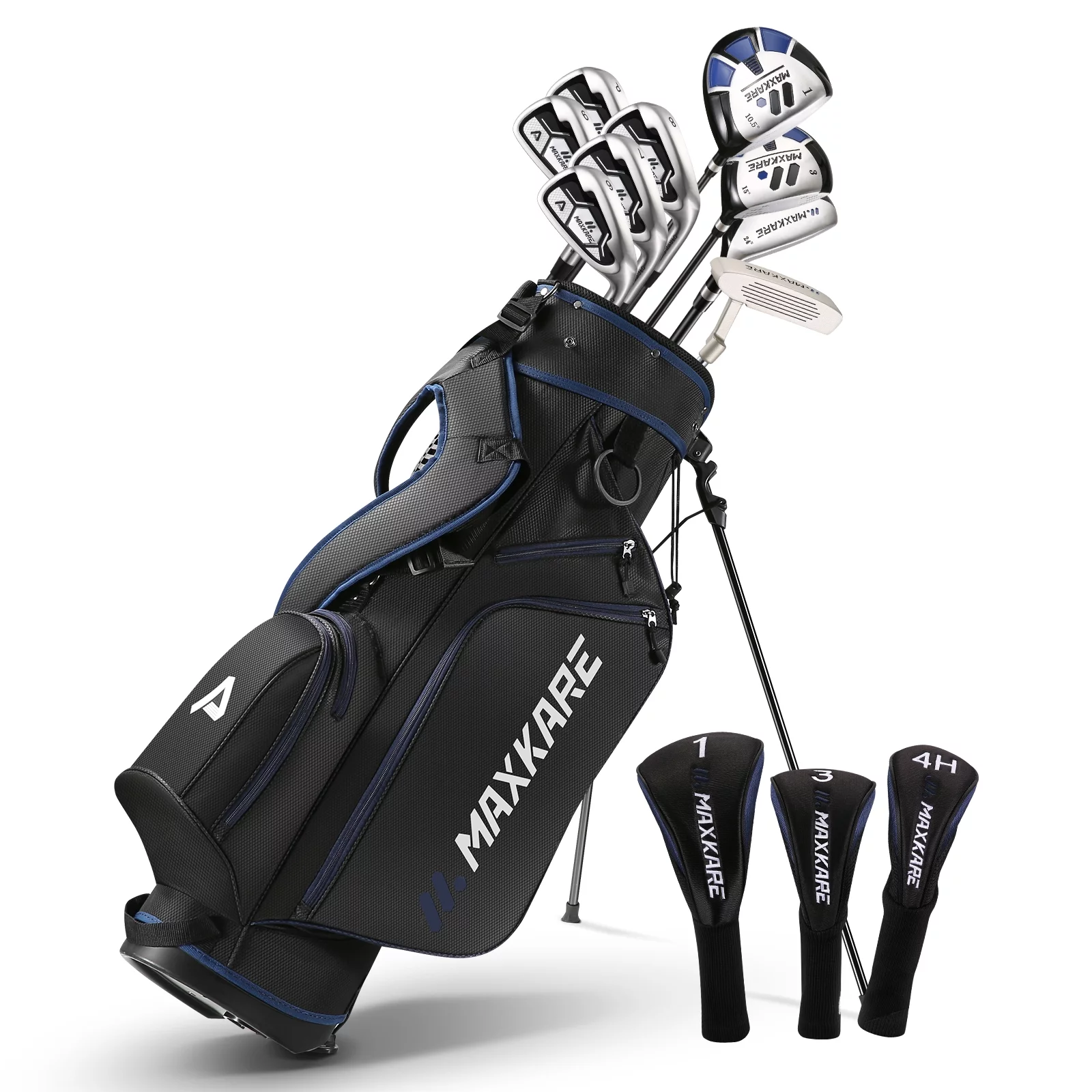 MaxKare Complete Golf Clubs Set Golf Men's Regular 13-Piece Complete Set Includes Driver, Fairway Wood, Hybrids, 6-9 Irons, PW, Putter, Stand Bag, 3 Head Covers - Right Hand