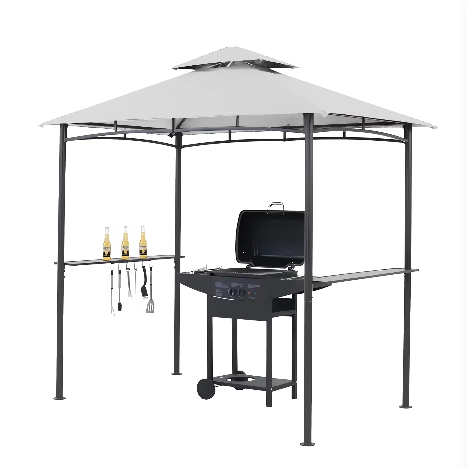 Grezone Outdoor Grill Gazebo Tent BBQ Canopy for Outdoor Grill Shelter BBQ Grill Gazebo Hardtop (L96 x W60 x H101 Inch) White