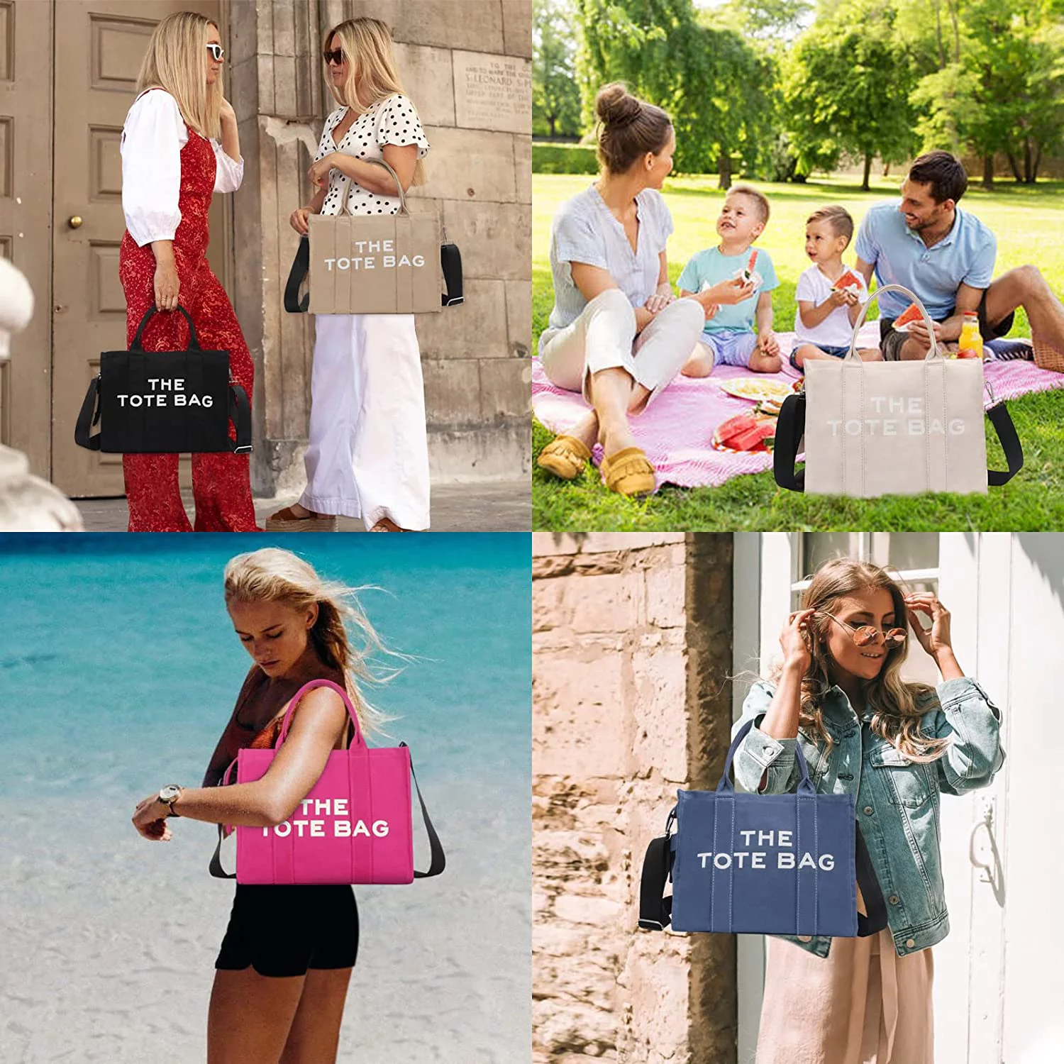 Canvas Tote Bags for Women Handbag Tote Purse with Zipper Canvas Crossbody Bag