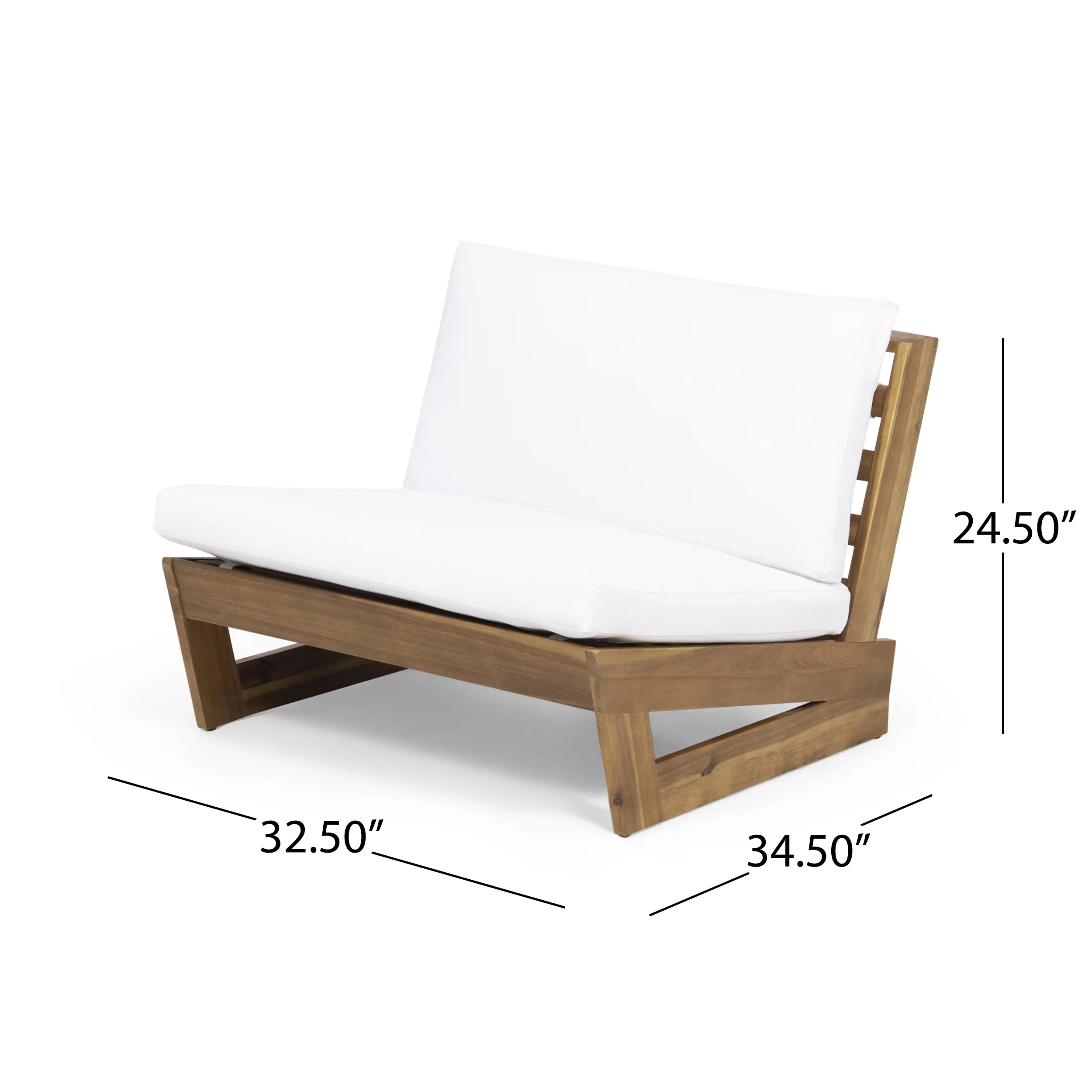 Roy Outdoor Acacia Wood Club Chairs with Cushions, Set of 2, Teak and White