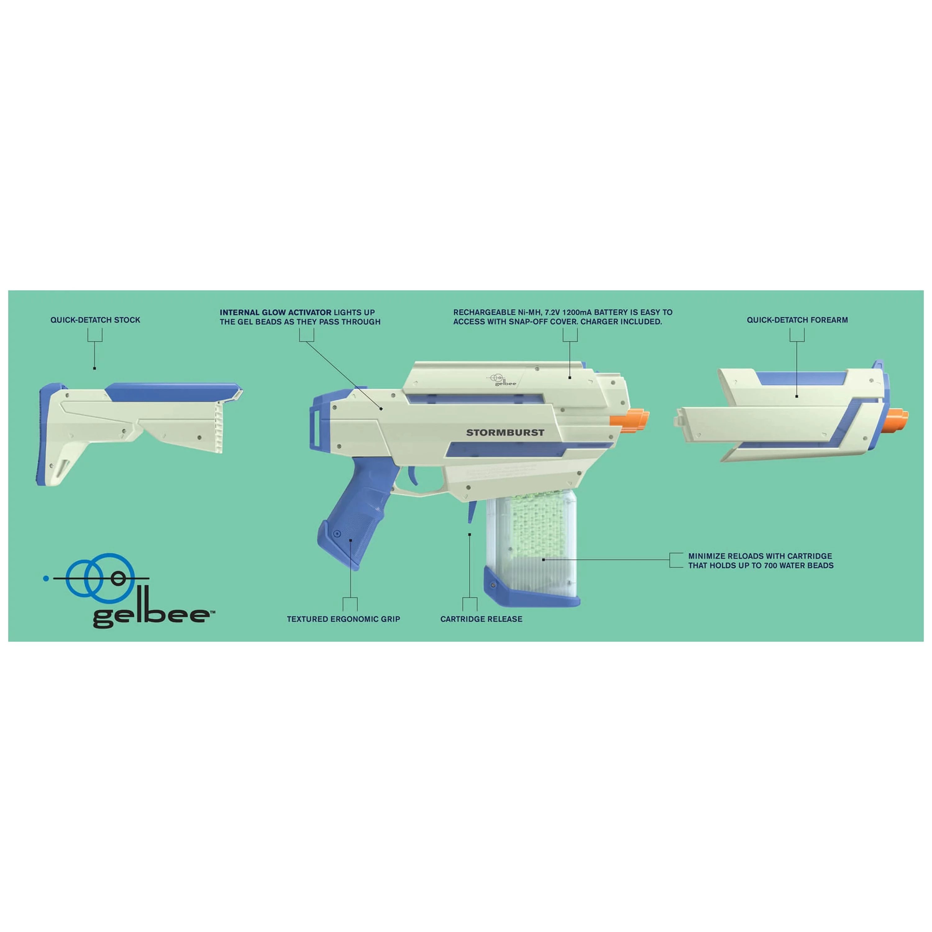 Gelbee's Storm Burst Glow in the Dark Water Bead Blaster, Gelbee's Brand