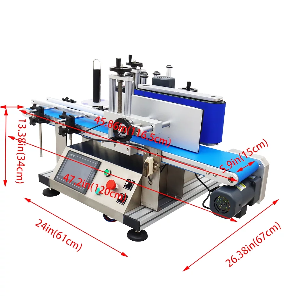 INTSUPERMAI Automatic Round Bottle Labeling Machine High Speed Label Applicator Machine Desktop Conveyor Table Bottle Diameter 1.18-4.33