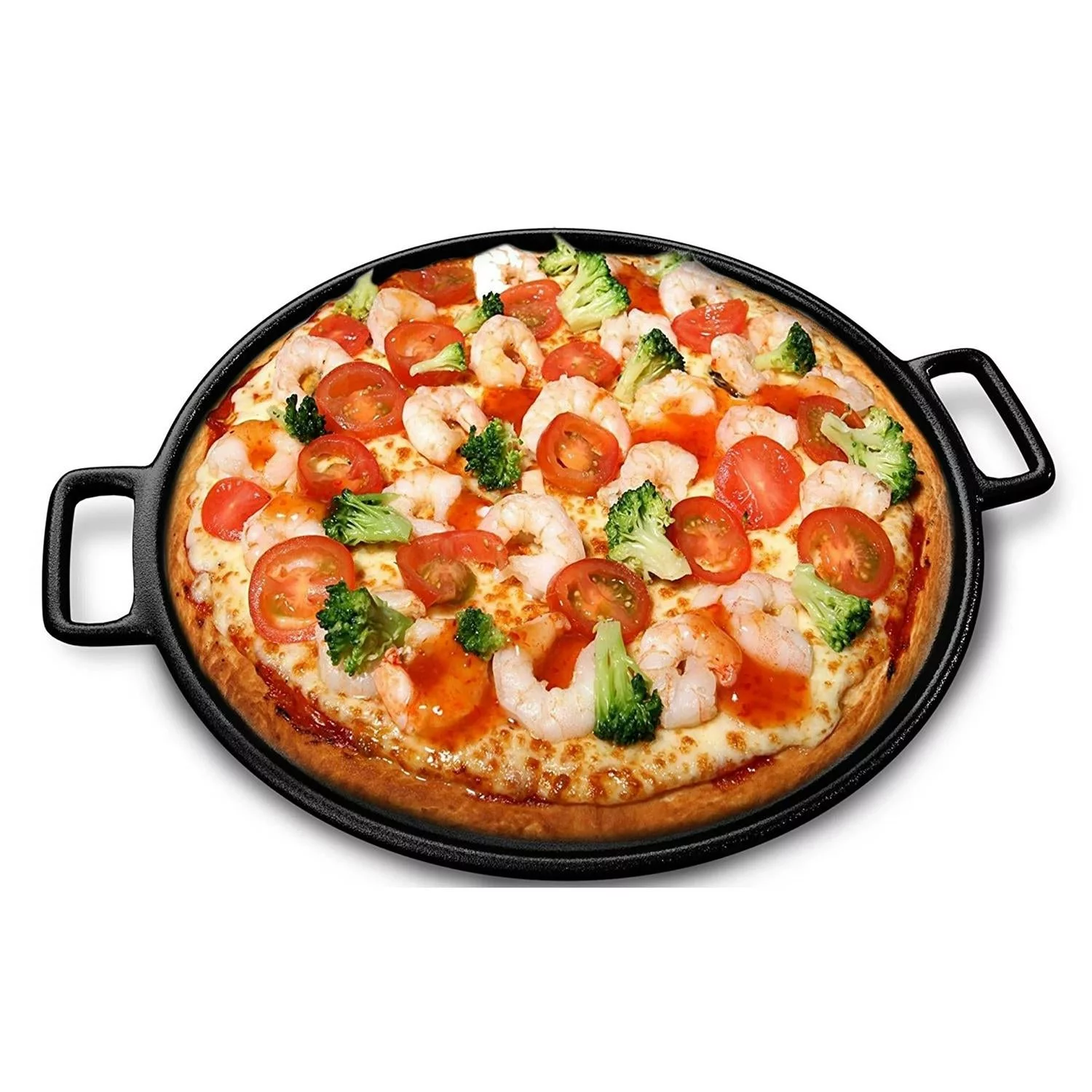 Cast Iron Pizza Pan-14 Inches Skillet for Cooking, Baking, Grilling-Durable Home-Complete