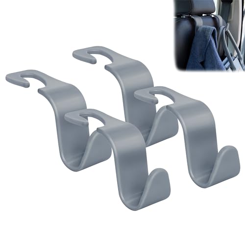 Amooca Car Seat Headrest Hook 4 Pack Hanger Storage Organizer Universal for Handbag Purse Coat fit Universal Vehicle Car Black S Type