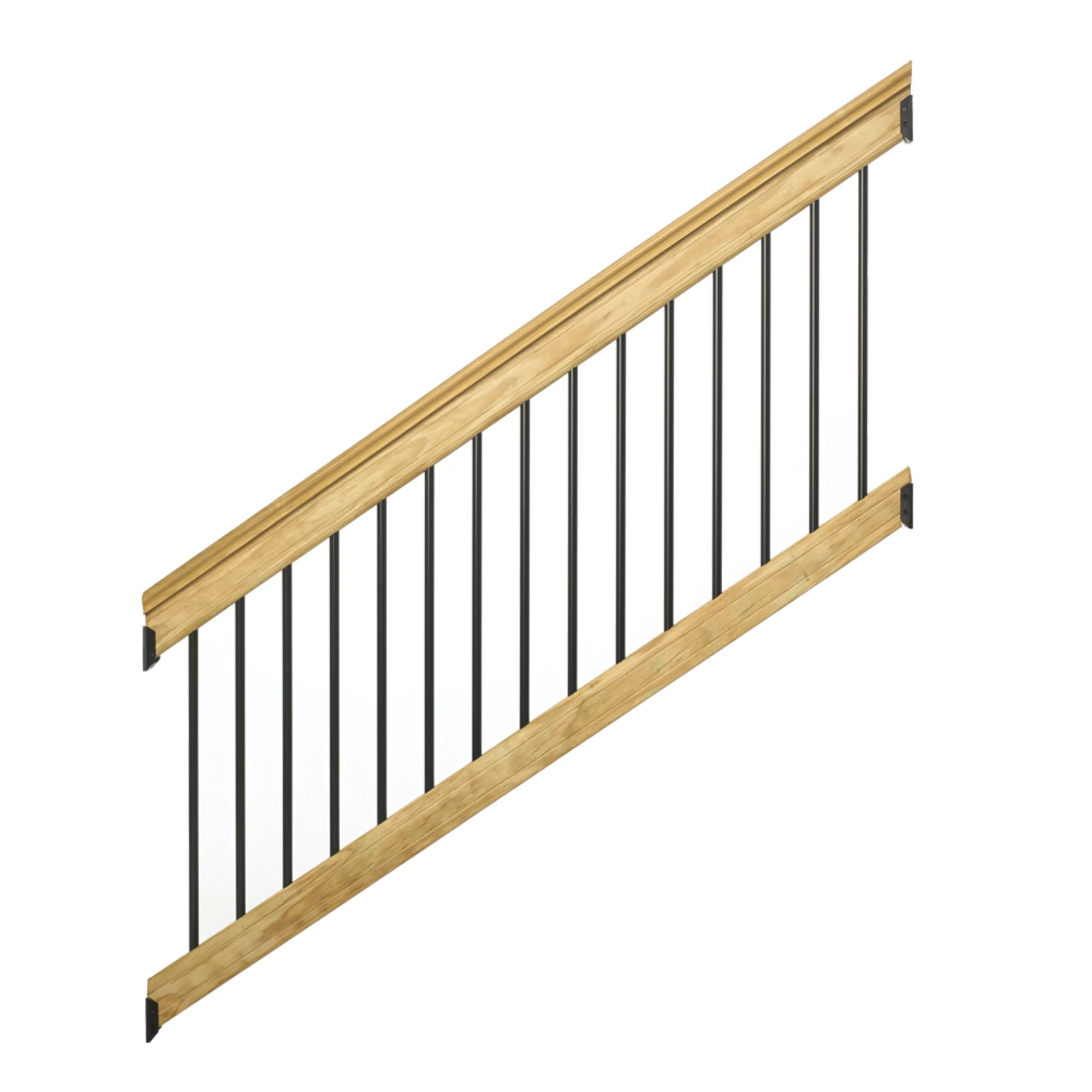 ProWood 6 ft. Pressure-Treated Stair Railing Kit with Black Aluminum Balusters