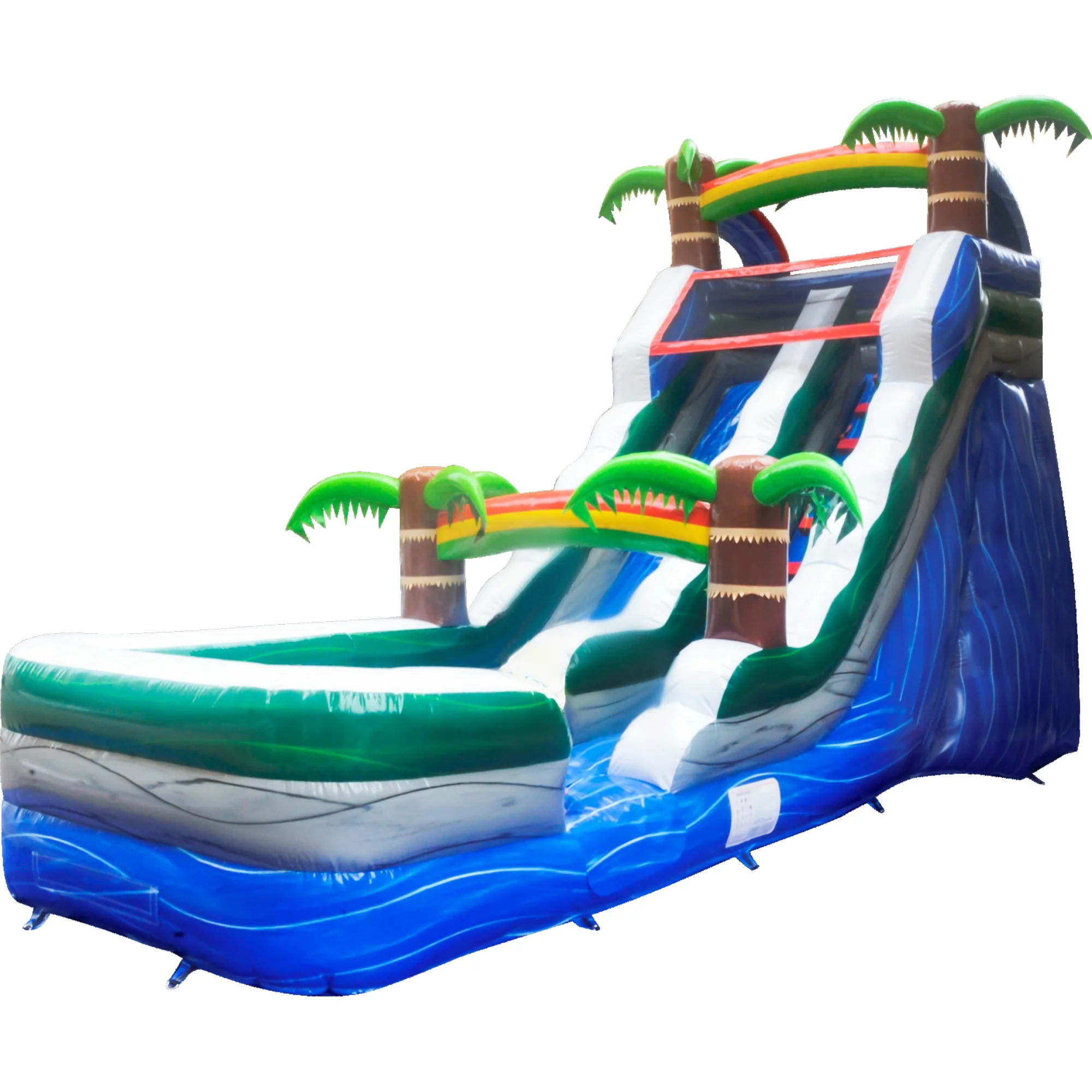 GOOSH 16 ft Palm Tree Inflatable Water Slide with Air Blower, Kids Blow Up Water Slide, Outdoor Commercial Water Slide-Climbing Wall, Slides & Splash Pool