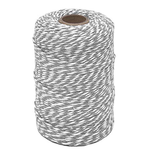 Tenn Well Red and White Twine, 656 Feet 200m Cotton Bakers Twine Ribbon for Baking, Butchers, Crafts, Gift Wrapping, Christmas Holiday Decorations