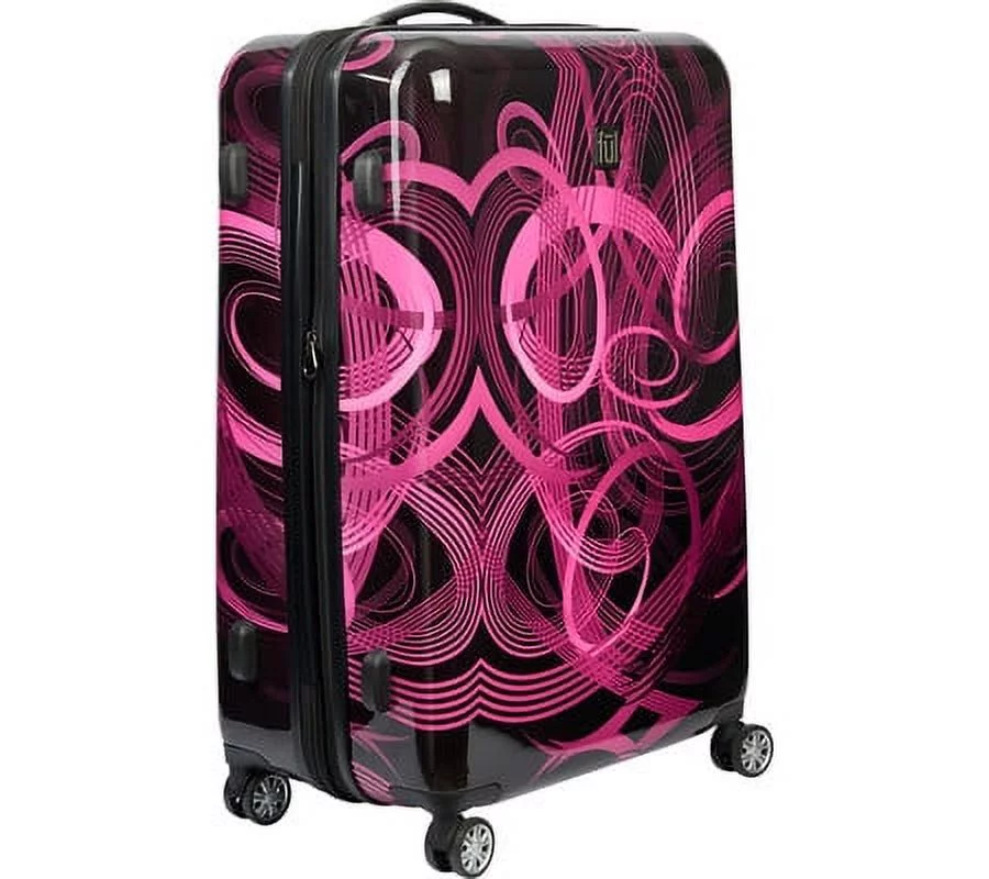 FUL Atomic 20 Inch Expandable Spinner Rolling Luggage Suitcase, ABS Hard Case, Upright, Pink