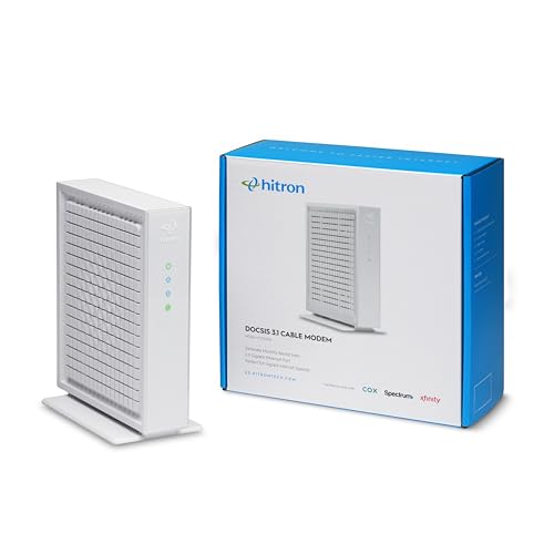 Hitron CODA56 Multi-Gigabit DOCSIS 3.1 Modem | 2.5 Gbps Max Internet Speeds | Certified with Xfinity, Charter Spectrum, Cox | 10x Faster Than DOCSIS 3.0 | 2.5 Gbps Ethernet Cable Modem ONLY
