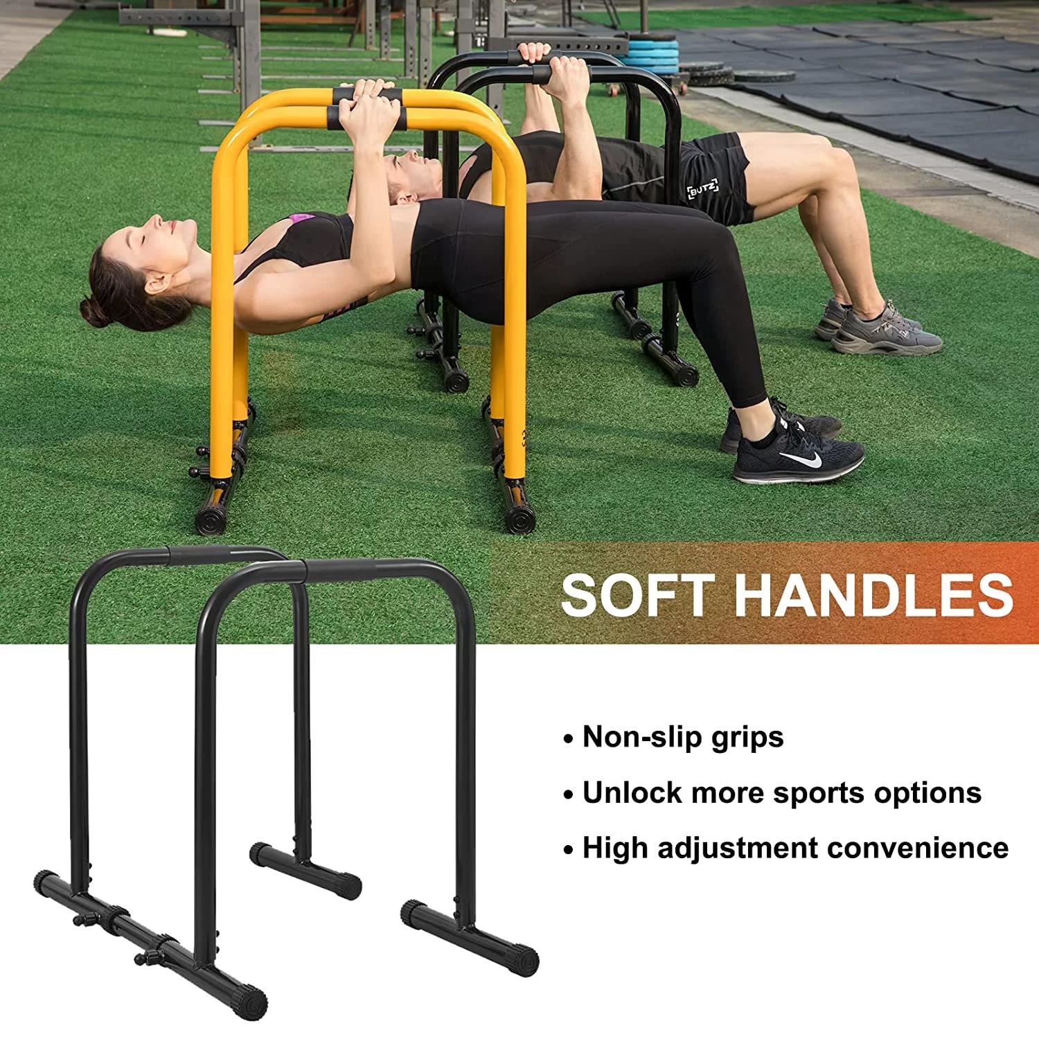 RELIFE REBUILD YOUR LIFE Multi-Function Dip Station Fitness Workout Heavy Duty Dip Bar Stand Black