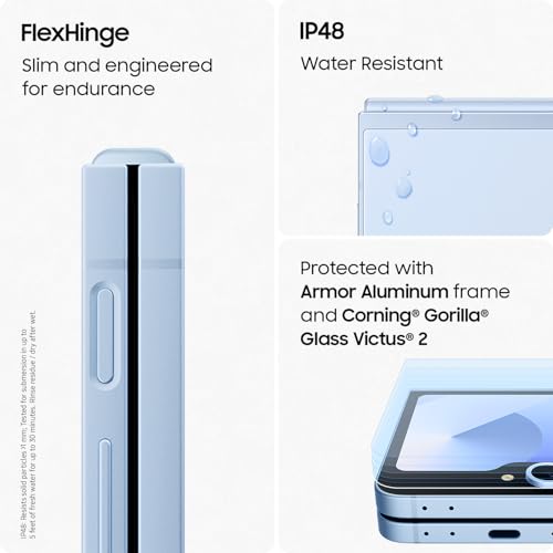 SAMSUNG Galaxy Z Flip 6 AI Cell Phone, 256GB Unlocked Android Smartphone, FlexCam, Photo Assist, Camcorder Mode, Live Interpreter, Foldable Design, 2024, US 1 Yr Manufacturer Warranty, Blue