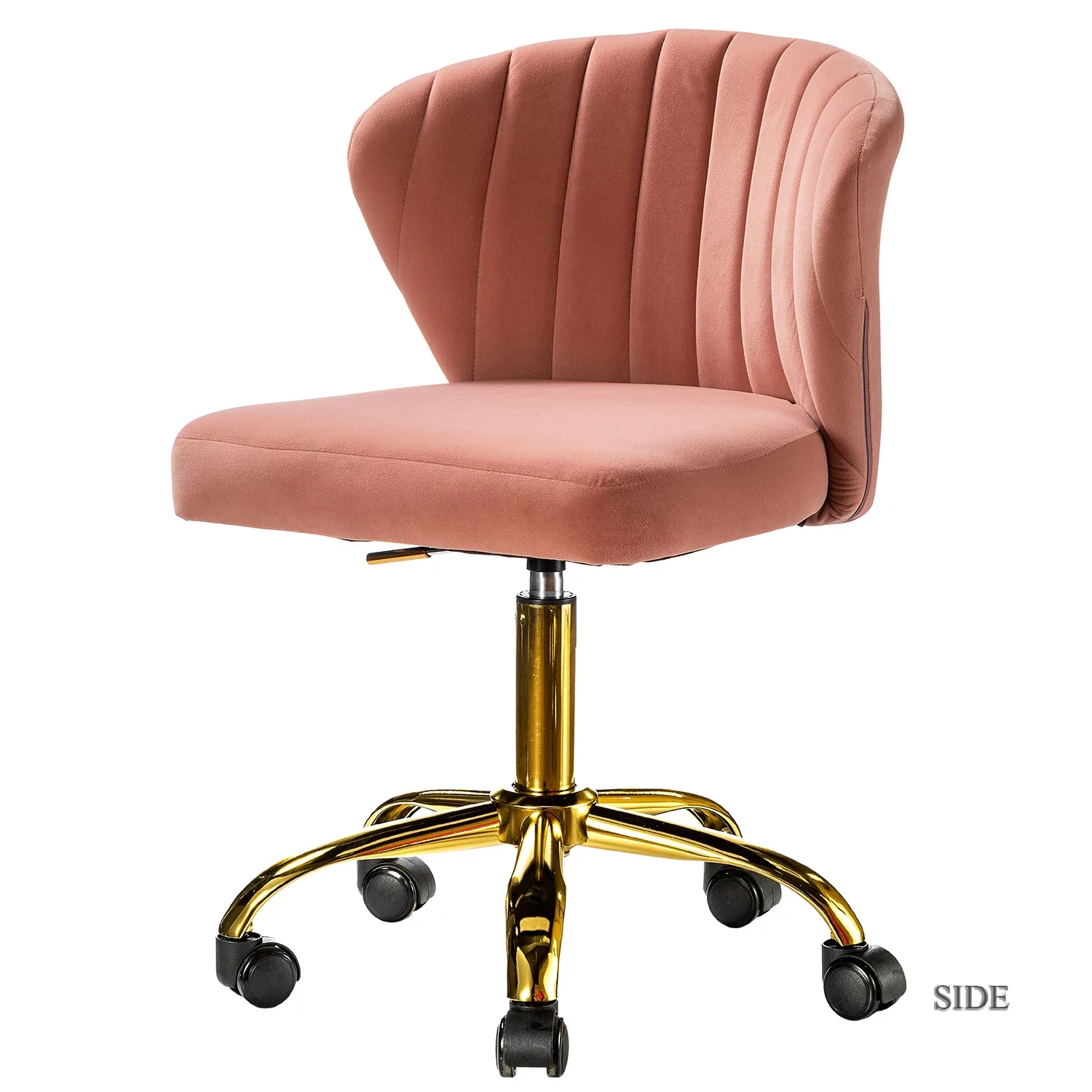 Velvet Swivel Task Office Chair, Tina's Home Adjustable Rolling Tufted Back Metal Leg Teen Pink