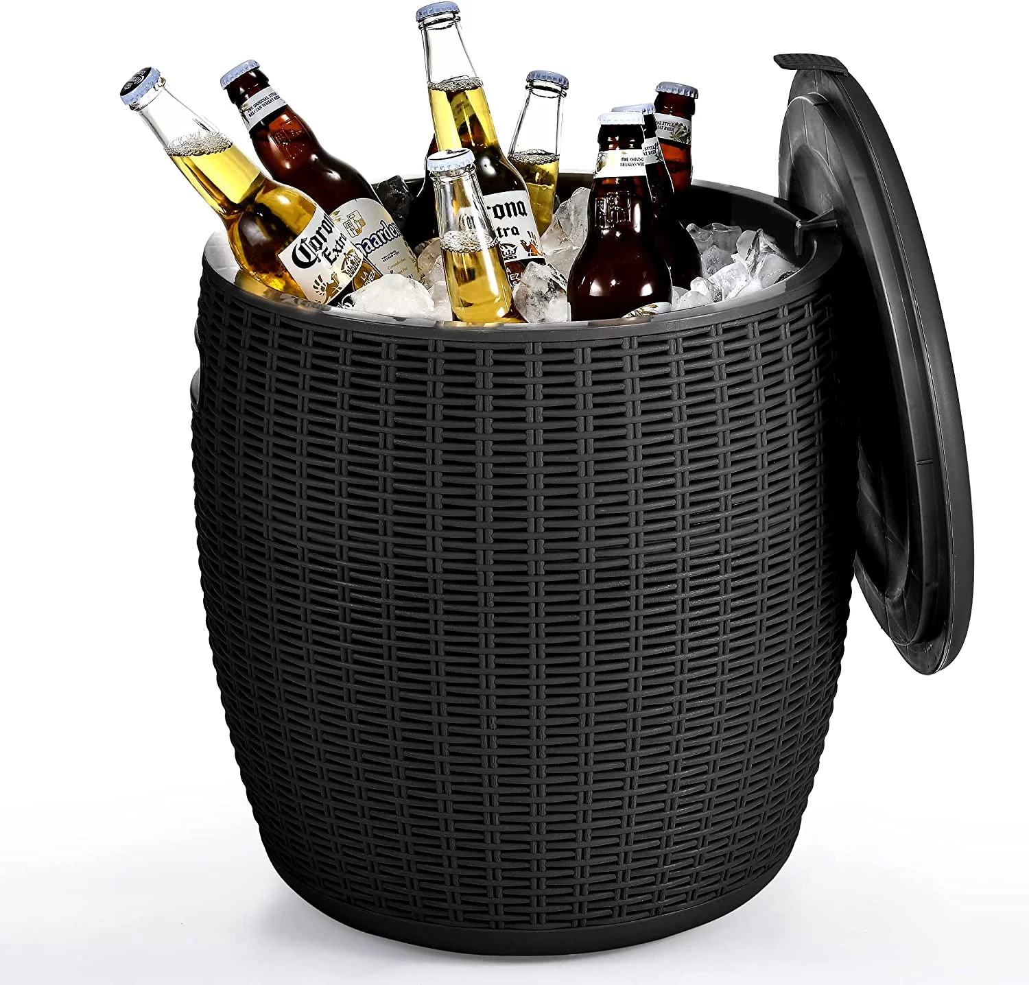 Dextrus Ice Cooler: Outdoor Patio Cool Bar & Hot Tub Side Table with 9.8 Gallon, 43-in-1 Ice Bucket, Beer & Wine Cooler for Picnic, Poolside and Backyard, Waterproof-Black