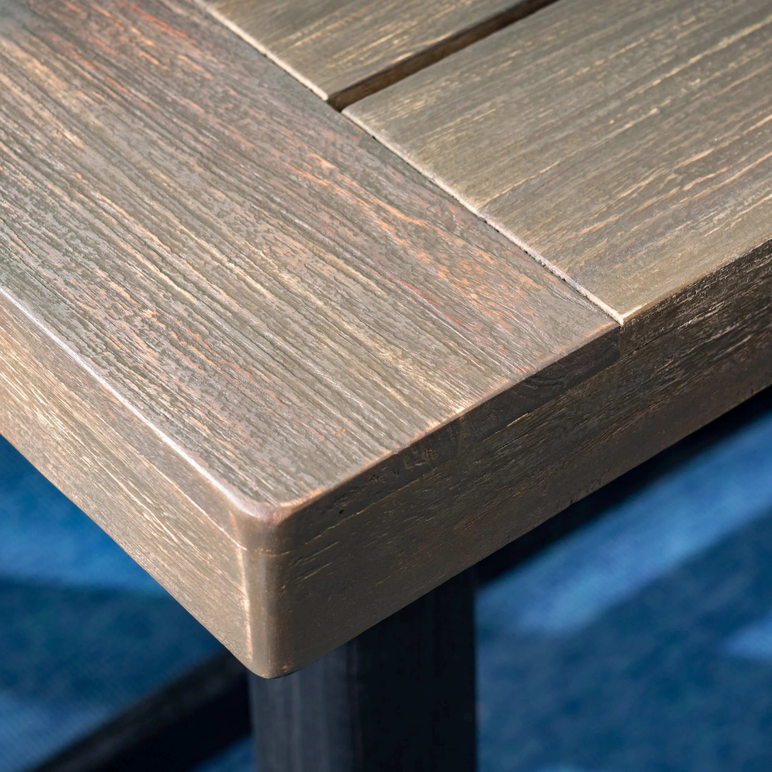 Luka Outdoor Acacia Wood Dining Table, Sandlblast Gray, Black