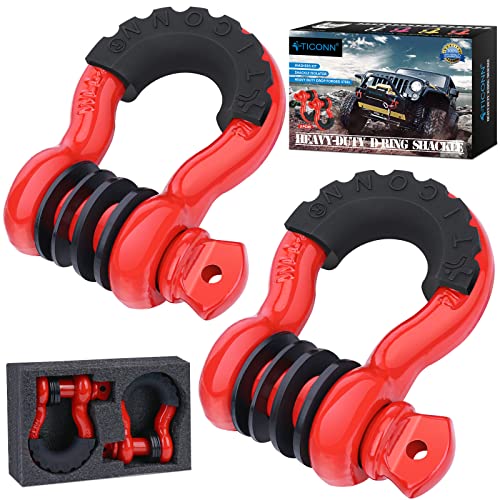 TICONN 2 Pack D Ring Shackle with 7/8