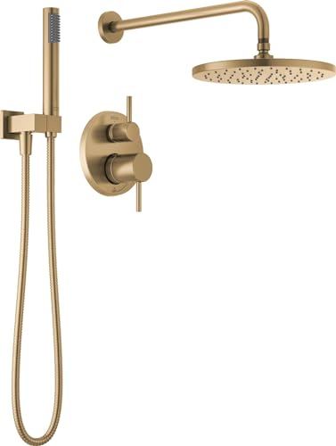 Delta Faucet Modern Raincan 2-Setting Round Shower System Including Rain Shower Head and Handheld Spray Chrome