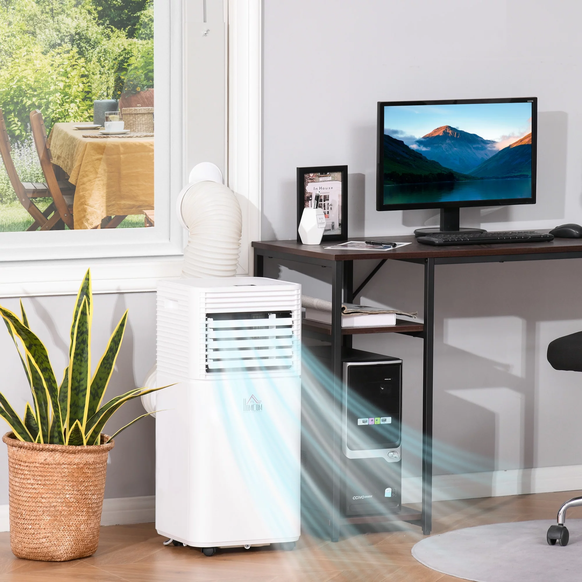 HOMCOM 10000 BTU Portable Mobile Air Conditioner for Cooling, Dehumidifying, and Ventilating with Remote Control, White