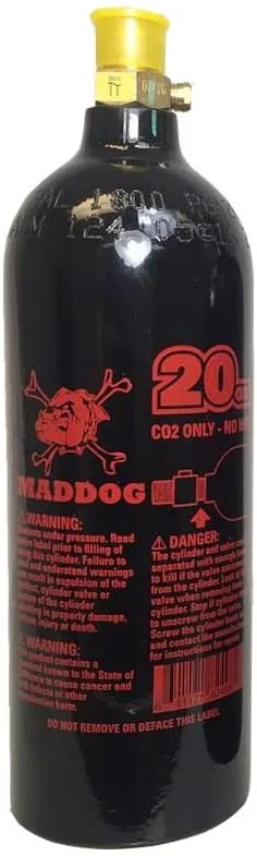 Maddog 20Oz. CO2 Aluminum Paintball Tank~Black - Single