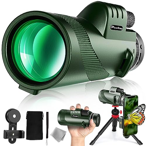 Pankoo 16X52 Monocular Telescope, 2025 High Power Prism Compact Monoculars for Adults Kids, HD Monocular Scope for Bird Watching Hiking Concert Travelling, D-Black
